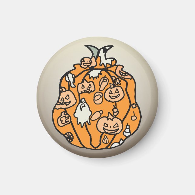 Imán ¡Libros de calabaza retro y trajes de Halloween! (Frente)