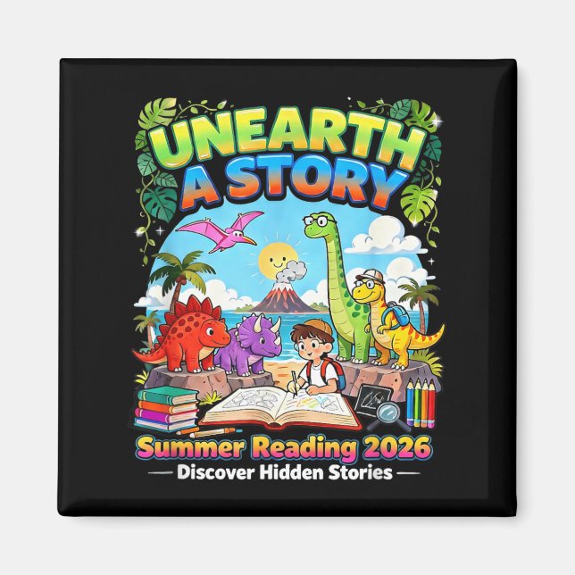 Imán Libros de dinosaurios Unearth A Story Lectura de v (Frente)