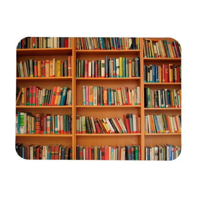 Imán Libros en fondo de estantería (Horizontal)