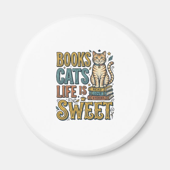 Imán Libros Gatos La Vida Es Dulce Diseño De Lectora De (Frente)