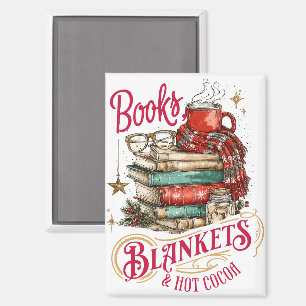 Imán Libros, mantas y chocolate caliente 