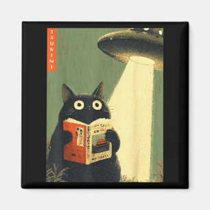 Imán Libros vintage japoneses gato amantes ovni alien