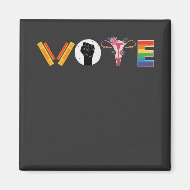 Imán Libros VOTE Útero Apoyo LGBT (Frente)