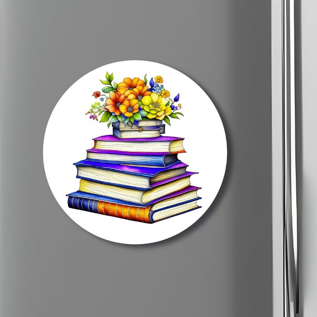 Imán Libros y flores de época de bonito personalizados (Subido por el creador)