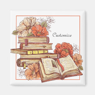 Imán Libros Y Flores Personalizados