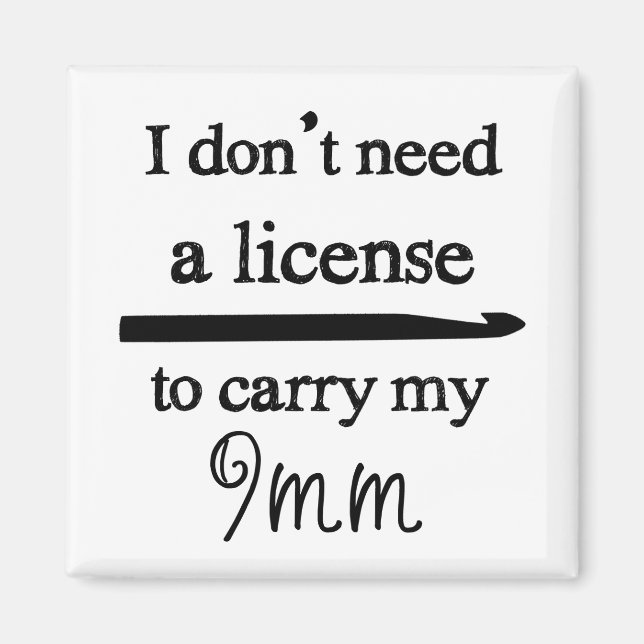 Imán Licencia Crochet Hook (Frente)