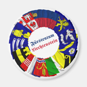 Imán Liechtenstein y sus banderas de Gemeinde