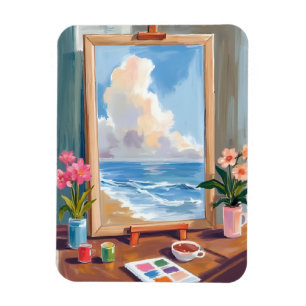 Imán Lienzo de caballete de artista pintura acuarela