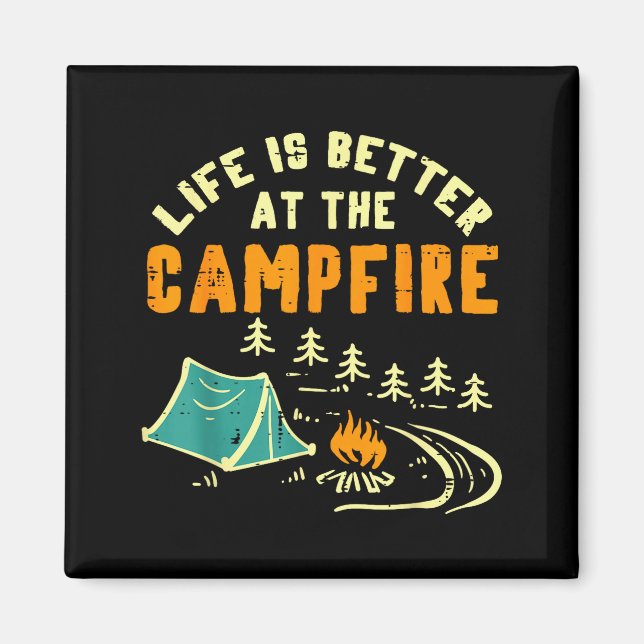 Imán Life Better Campfire Camng Camper Boys Girl Kids M (Frente)
