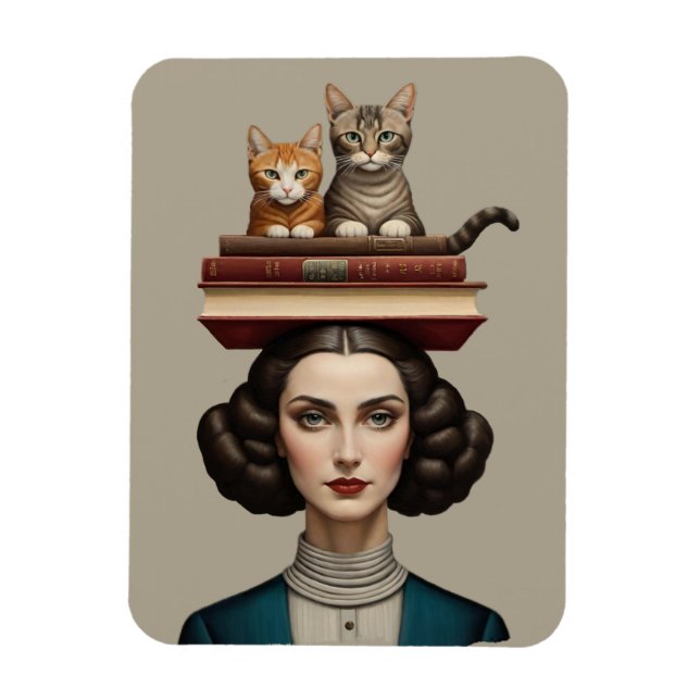 Imán Life Is Better With Cats And Books (Vertical)