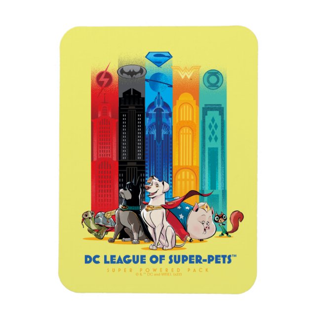 Imán Liga DC de Super Mascotas Metropolis Towers (Vertical)