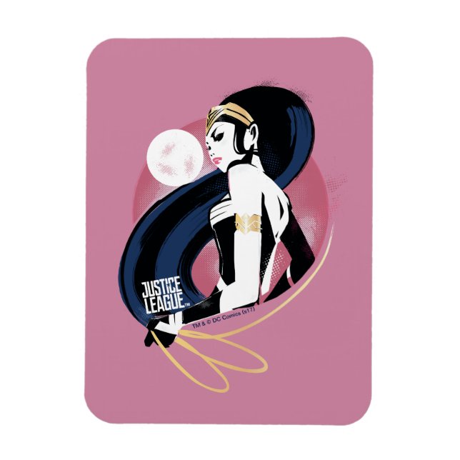 Imán Liga de la Justicia | Arte pop de perfil de mujer  (Vertical)