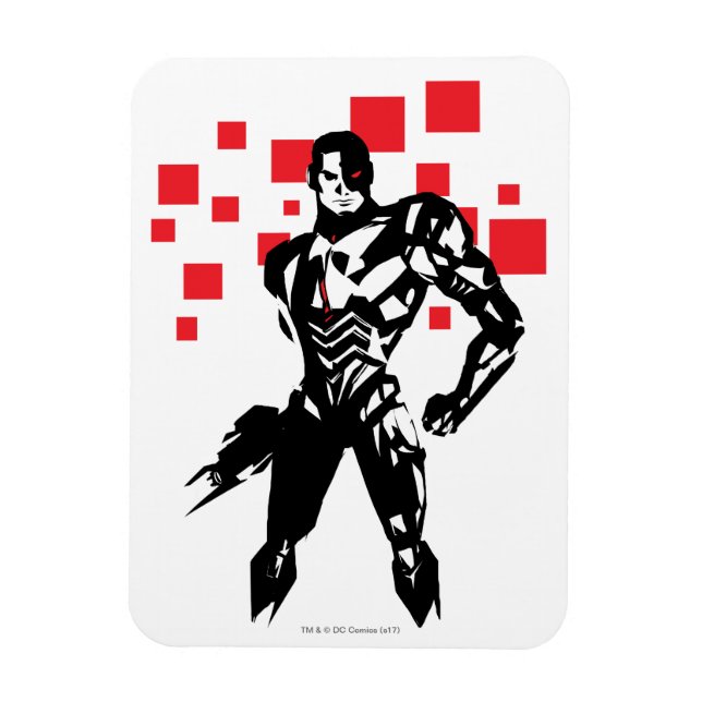 Imán Liga de la Justicia | Cyborg Digital Noir Pop Art (Vertical)