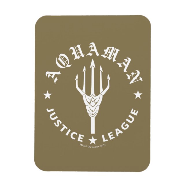 Imán Liga de la Justicia | Emblema de Aquaman Retro Tri (Vertical)