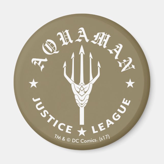 Imán Liga de la Justicia | Emblema de Aquaman Retro Tri (Frente)