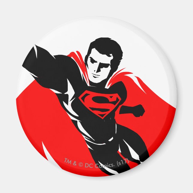 Imán Liga de la Justicia | Superman Flying Noir Pop Art (Frente)