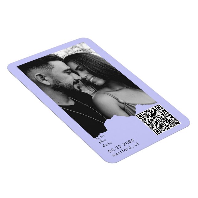 Imán Light Periwinkle Couple Photo QR Code Wedding  (Lado Derecho)