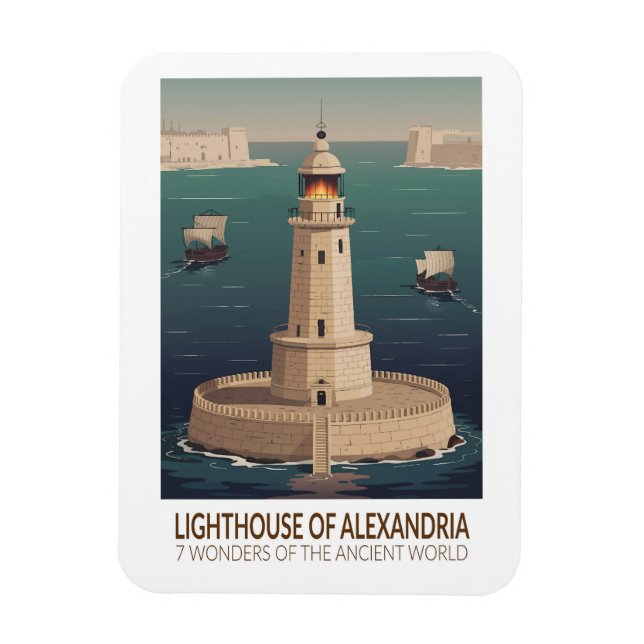 Imán Lighthouse of Alexandria 7 Wonders of the World (Vertical)
