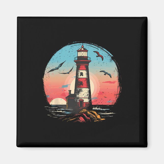 Imán Lighthouse Seaside House Sailing Sea Booting Light (Frente)