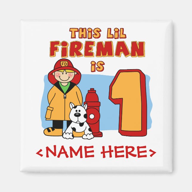 Imán Lil Fireman primer cumpleaños (Frente)