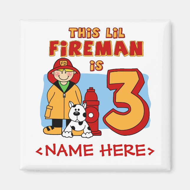Imán Lil Fireman tercer cumpleaños (Frente)