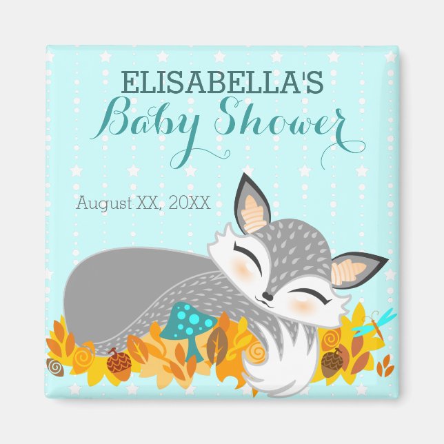 Imán Lil Foxie Cub - Baby Shower Magnet Personalizado (Frente)