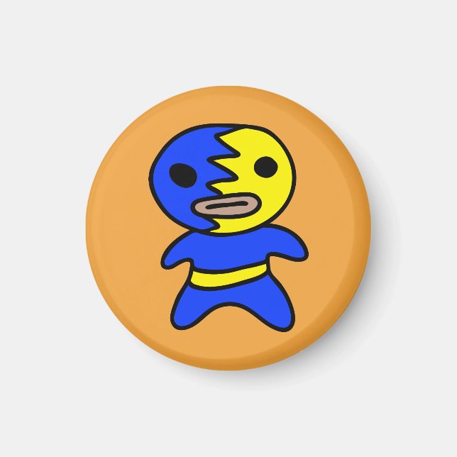 Imán Li'l Lucha Libre Wrestler Magnet (amarillo azul) (Frente)