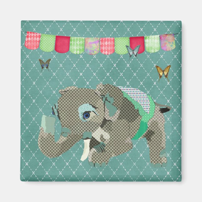 Imán Lil Lucky Elephant Green Magnet (Frente)