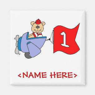Imán Lil Pilot Bear 1er cumpleaños