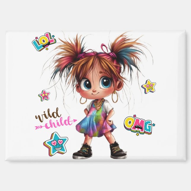 Imán Lil Quirky Chica Wild Child Magnet (Anverso)
