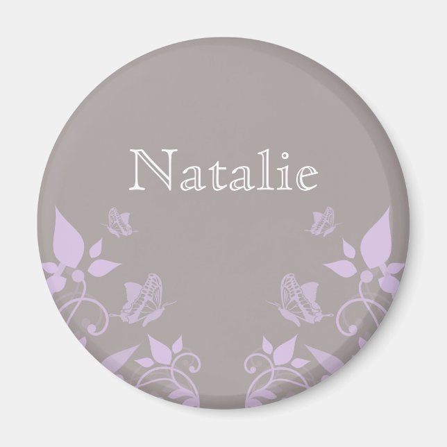 Imán Lilac Butterfly Floral Magnet (Frente)