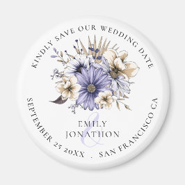 Imán Lilac Florals Boda Keepsake Guardar la fecha