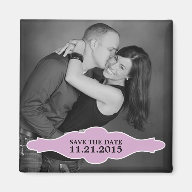 Imán Lilac La Bon Vie Photo Save the Date Magnet (Frente)