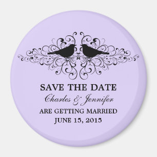 Imán Lilac Love Bird Swirls Save the Date Magnet