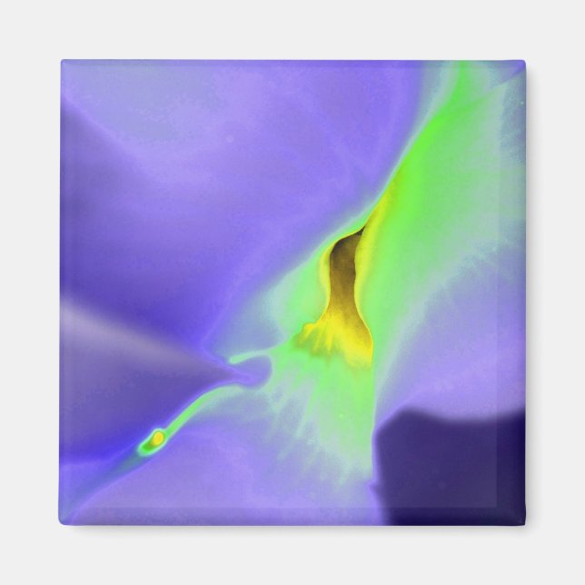 Imán Lilac Purple y Neon Green Floral Design Magnet (Frente)