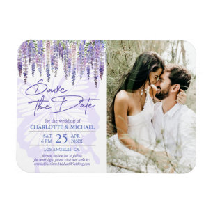 Imán Lilac Wisteria Garden Wedding Foto Salven la fecha