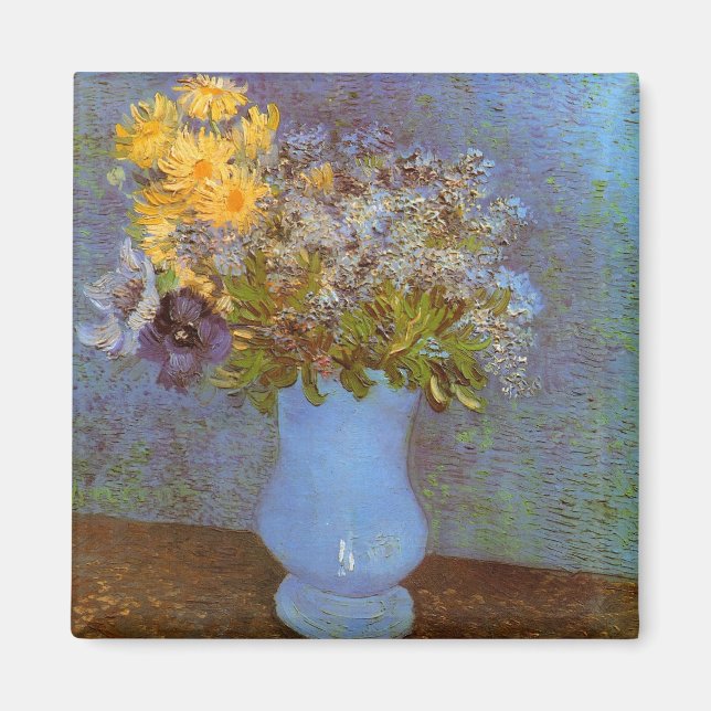 Imán Lilacs Daisies y Anemones Van Gogh Bella Artes (Frente)