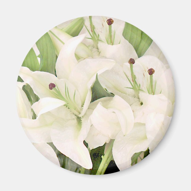Imán Lilies blancos, lirios de amor_ (Frente)