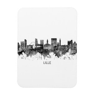 Imán Lille France Skyline BW