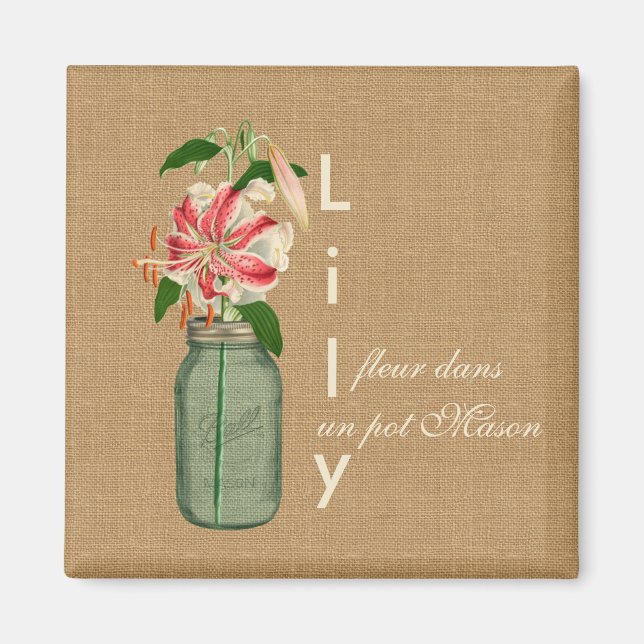 Imán Lily fleur dans un pot Mason (Frente)