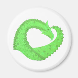 Imán Lime dragón de corazón verde sobre blanco