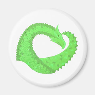 Imán Lime dragón de corazón verde sobre blanco