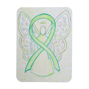 Imán Lime Green Awareness Ribbon Angel Art Magnets