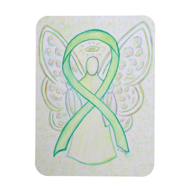 Imán Lime Green Awareness Ribbon Angel Art Magnets (Vertical)