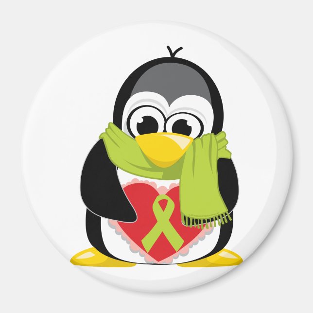 Imán Lime Green Ribbon Penguin Scarf (Frente)
