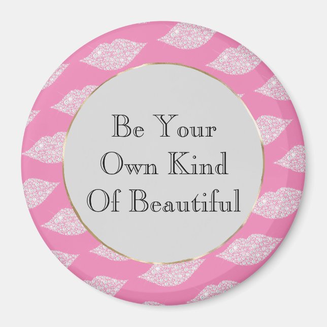 Imán Límites de diamante blanco gris rosado (Frente)