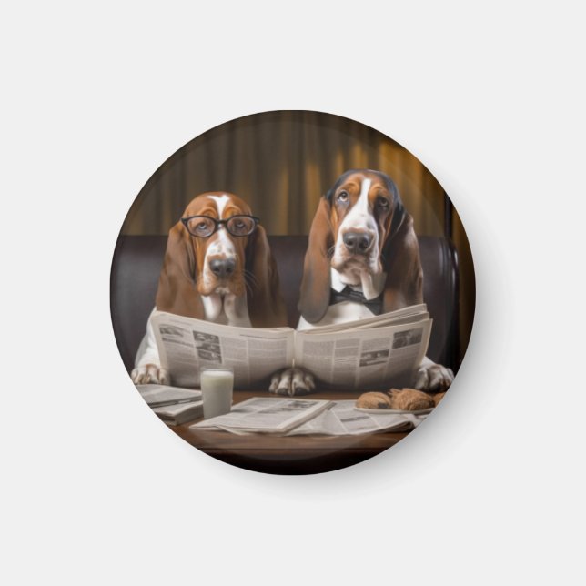 Imán Límites en Basset leyendo el periódico (Frente)
