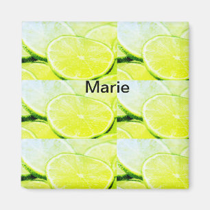 Imán Limón verde amarillo simple agregar nombre persona
