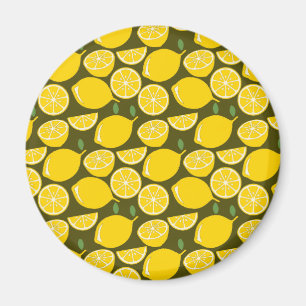 Imán Limones Amarillos y Patrón Verde Oliva: Citrus Mod