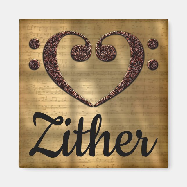 Imán Limpiador de doble trasero corazón Zither (Frente)